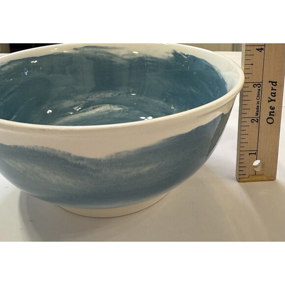 Taper + Vetiver Stoneware Bowl Blue White Watercolor Glaze 6.5” Kitchen Dining - Picture 7 of 12